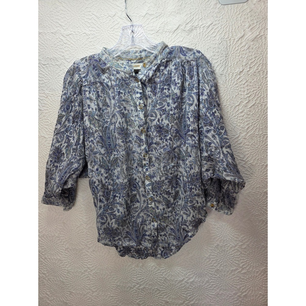 Pilcro Anthropologie Paisley Batwing Blouse Women XS Blue Good Tavi Dolman Shirt